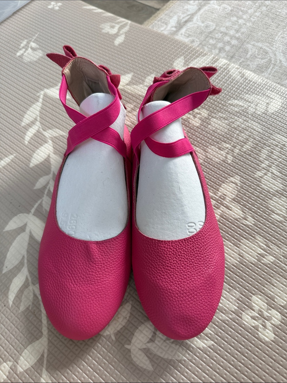 Women's Monkey Feet Pink Bow Ballet Flats with Crisscross Strap